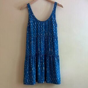 100% Silk Blue Tiered Mini Swing Dress Size S